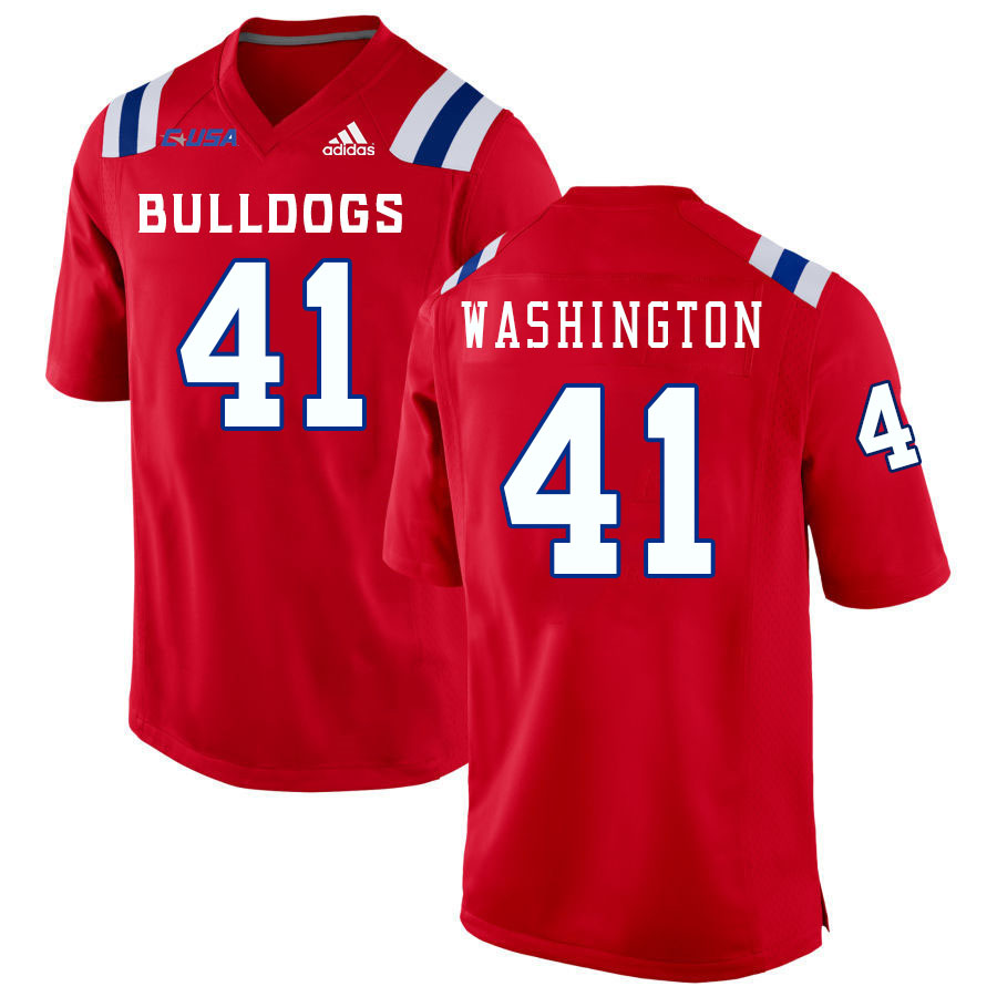 Men-Youth #41 Joriell Washington Louisiana Tech Bulldogs 2023 College Football Jerseys Stitched-Red